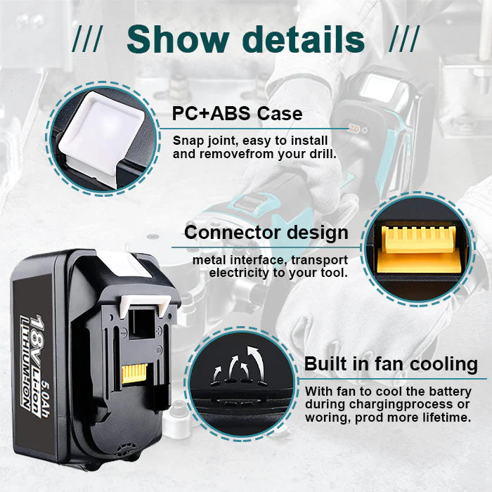 BL1850 5Ah & For Makita DC18RF/RC Li-ion Rapid Replacement Battery Charger | 14.4V-18V with Digital Display - Image 5