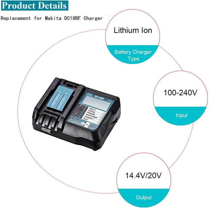 BL1850 5Ah & For Makita DC18RF/RC Li-ion Rapid Replacement Battery Charger | 14.4V-18V with Digital Display - Image 6