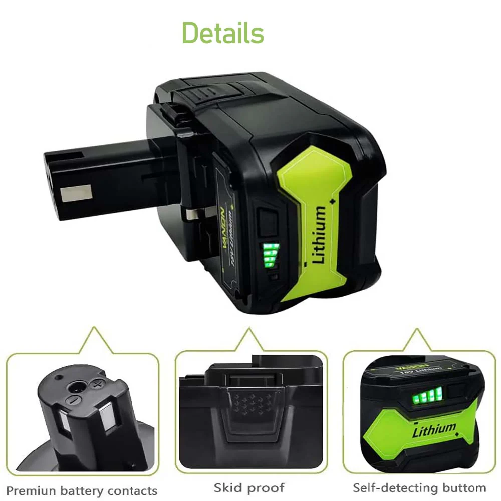 For Ryobi 18V Battery 5.0Ah Replacement | P108 Batteries 2 Pack - Image 3