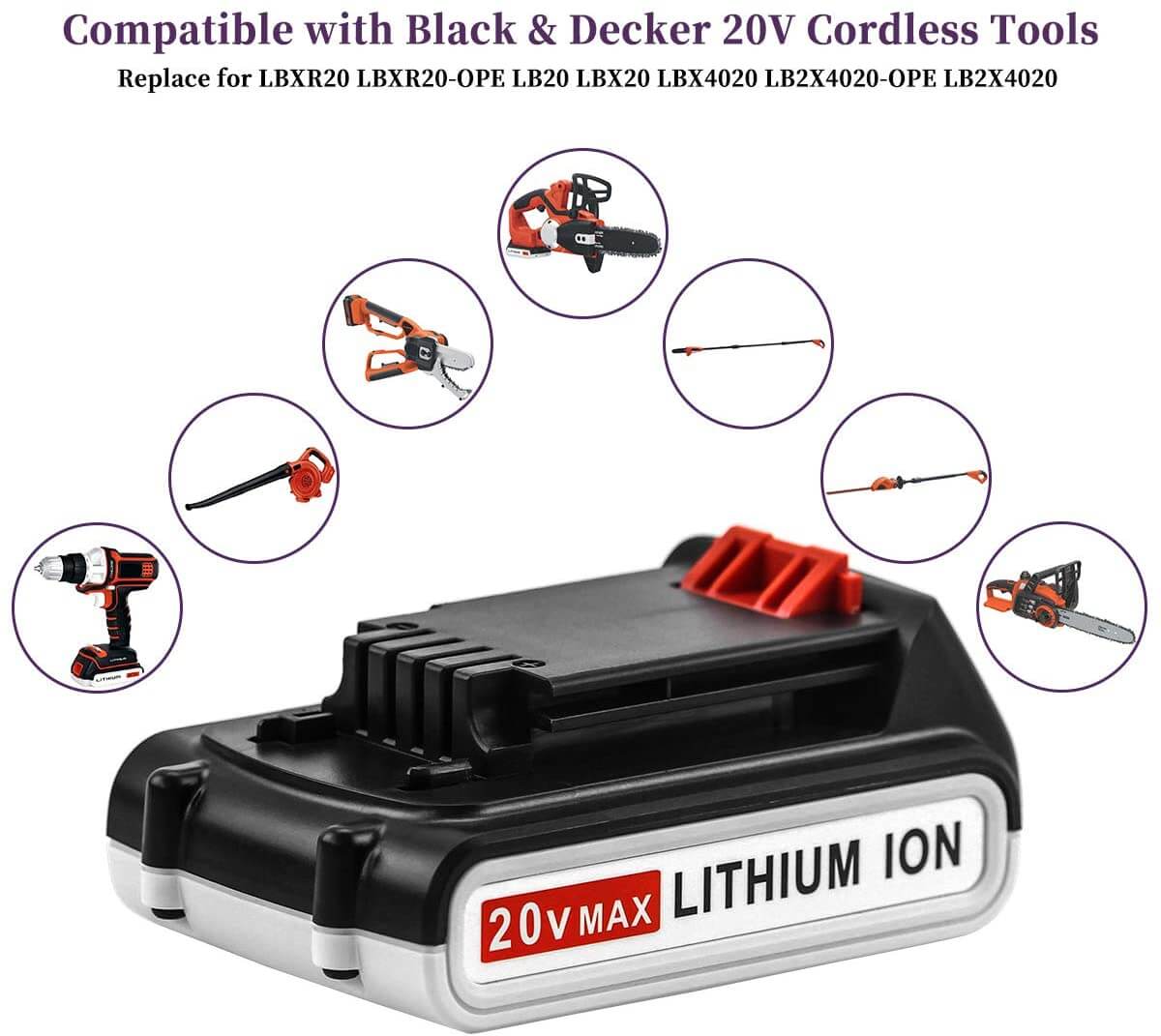For Black And Decker 20V Battery Replacement | LBXR20 3.0Ah Li-ion Batteries 2 Pack - Image 4