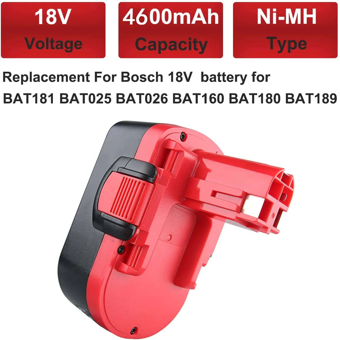 For Bosch 18V Battery 4.8Ah Replacement | BAT181 Ni-MH Battery - Image 2