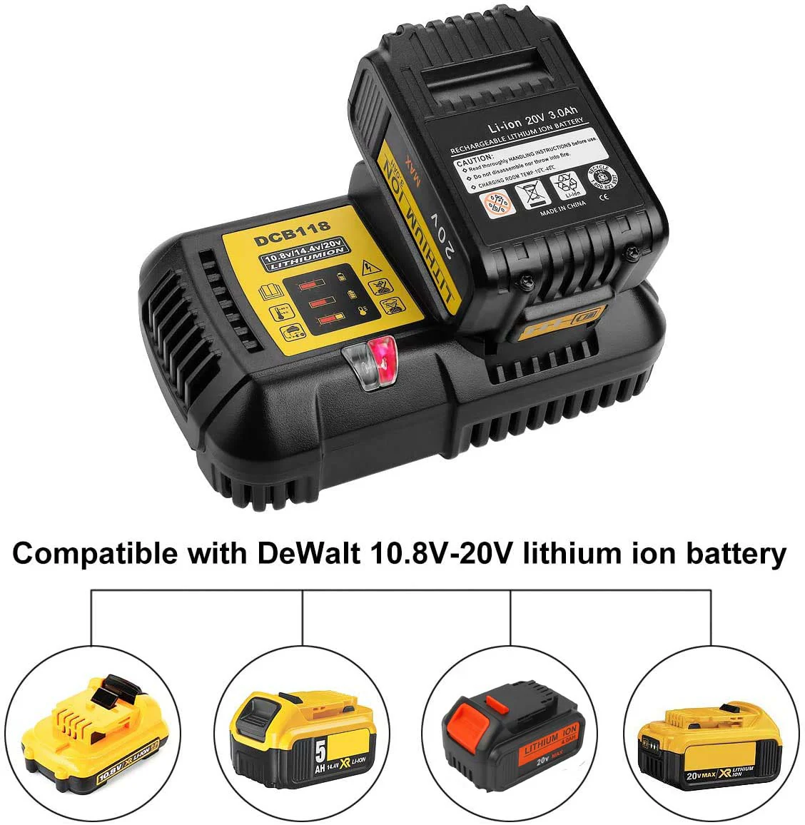For  18V XR 4Ah Dewalt Replacement battery & For Dewalt DCB118 Replacement Battery Charger - Image 6