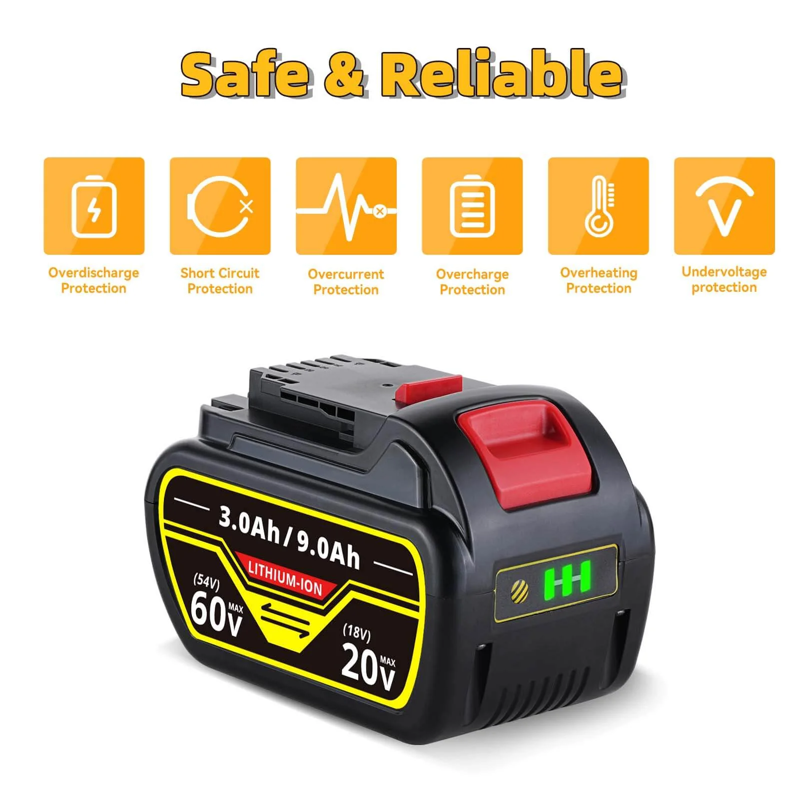 For Dewalt DCB547 18V/54V MAX FLEXVOLT Li-Ion 9.0Ah Battery DCB609-2 DCB606 2Pack - Image 6