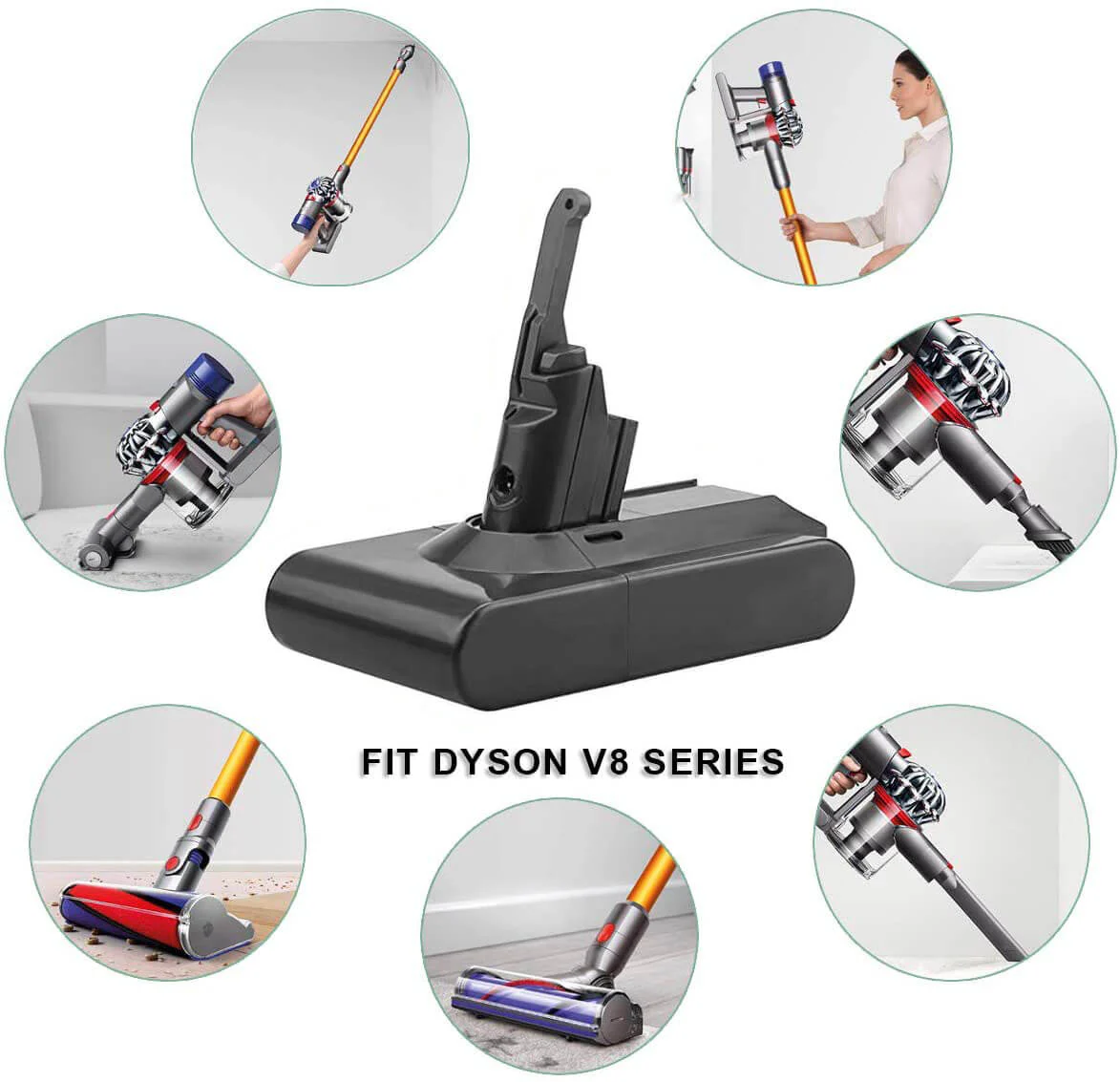 For Dyson V8 Battery Replacement | 21.6V 6.4Ah SV10 V8 Battery - Image 5