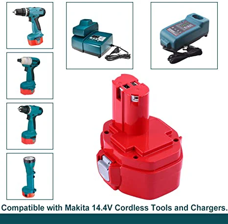 For Makita 14.4V Battery 4.8Ah Replacement | PA14 Battery 3 Pack Red - Image 5