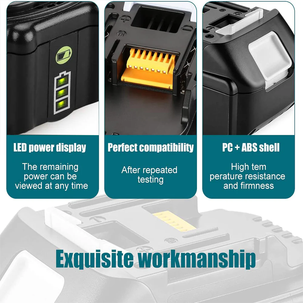 For Makita 18V Battery 6Ah Replacement | BL1860B Batteries 2 Pack (LED Indicator) - Image 3