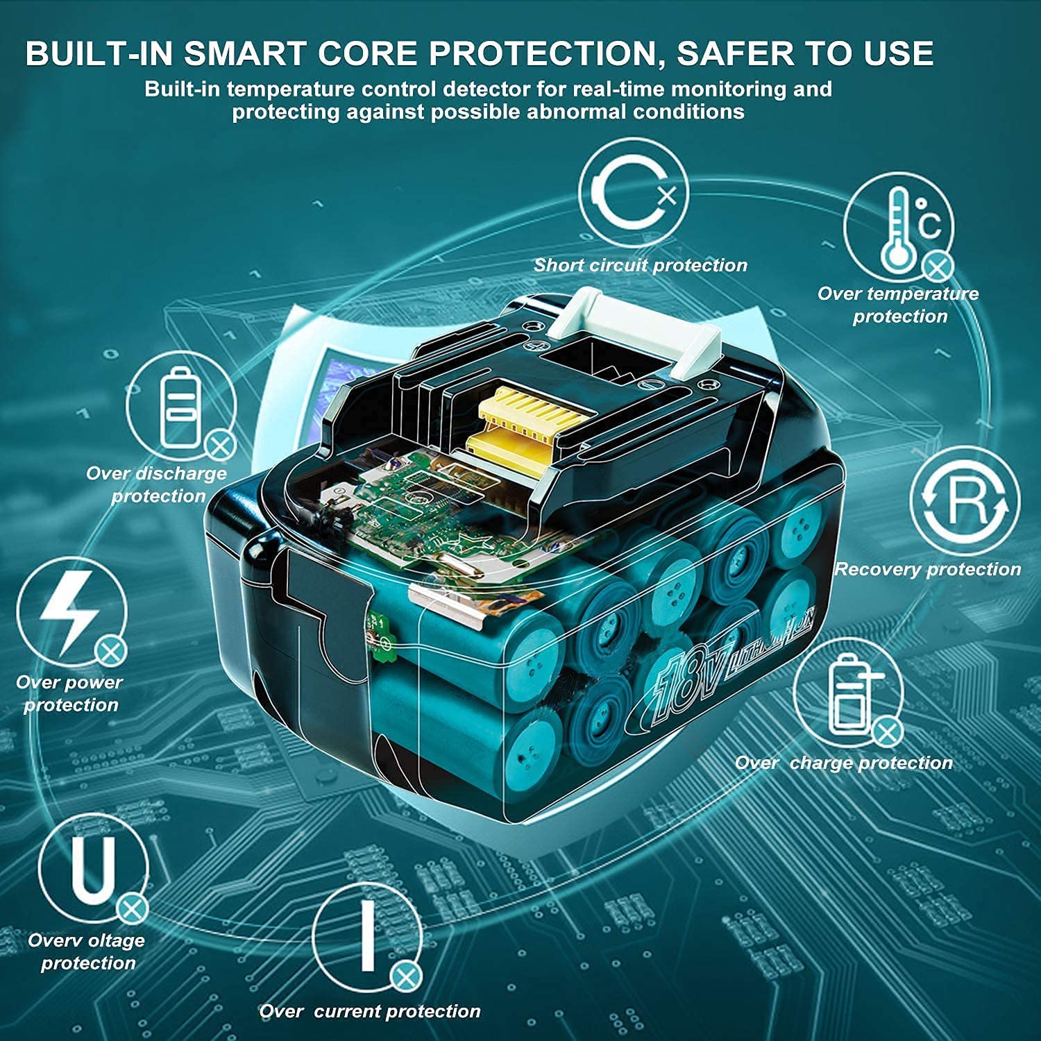 For Makita 18V Battery 6Ah Replacement | BL1860B Battery (LED Indicator) - Image 7