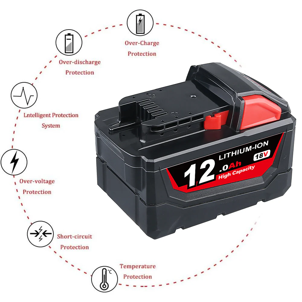 For Milwaukee 18V Battery 12Ah Replacemnt | M18 Batteries - Image 4