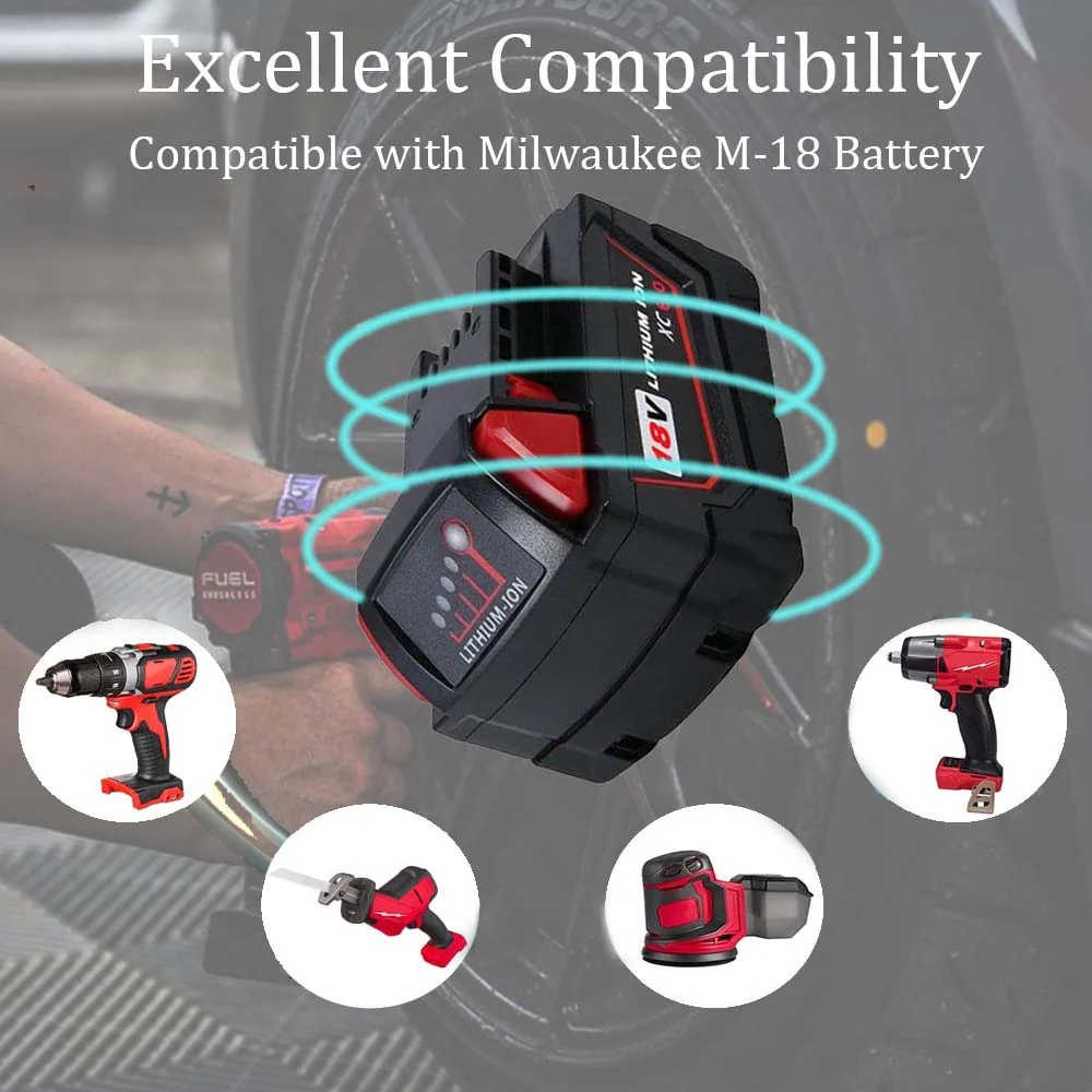 For Milwaukee 18V Battery 9Ah Replacement |  M 18 Batteries 2 Pack - Image 3