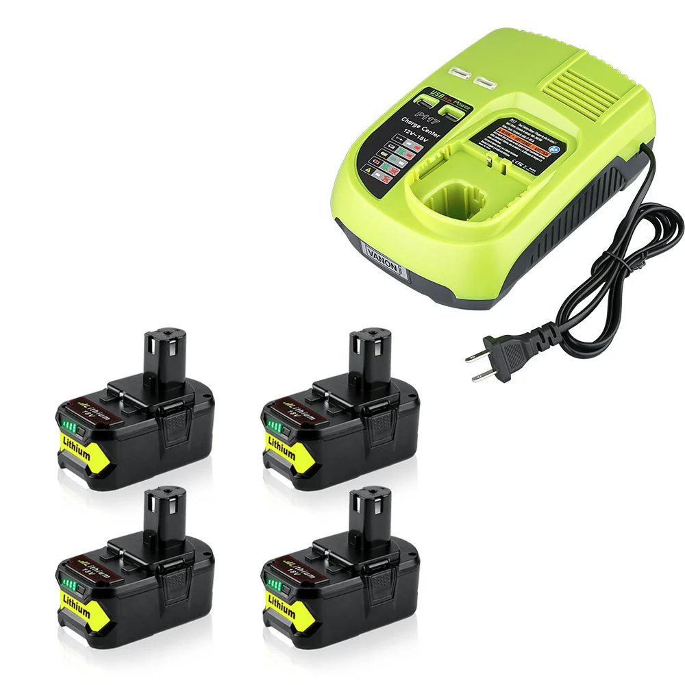 For Ryobi 18V 5.0Ah Battery Replacement 2&4 PACK With Charger For Ryobi 12V-18V P117 P104 Ni-Cd & Li-ion - Image 7