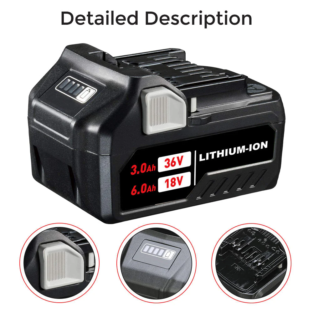 X4 18V/36V 6.0Ah Lithium-ion Replacement Battery for Metabo HPT（Hitachi）MultiVolt Battery / 371751M 372121M BSL36A18 BSL36B18 - Image 3